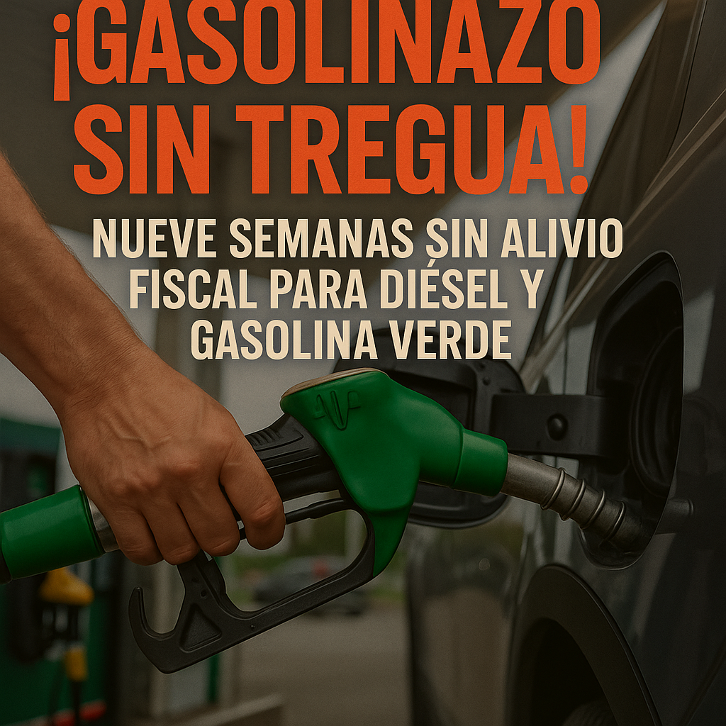 “¡Gasolinazo sin tregua!”: nueve semanas sin alivio fiscal para diésel y gasolina verde