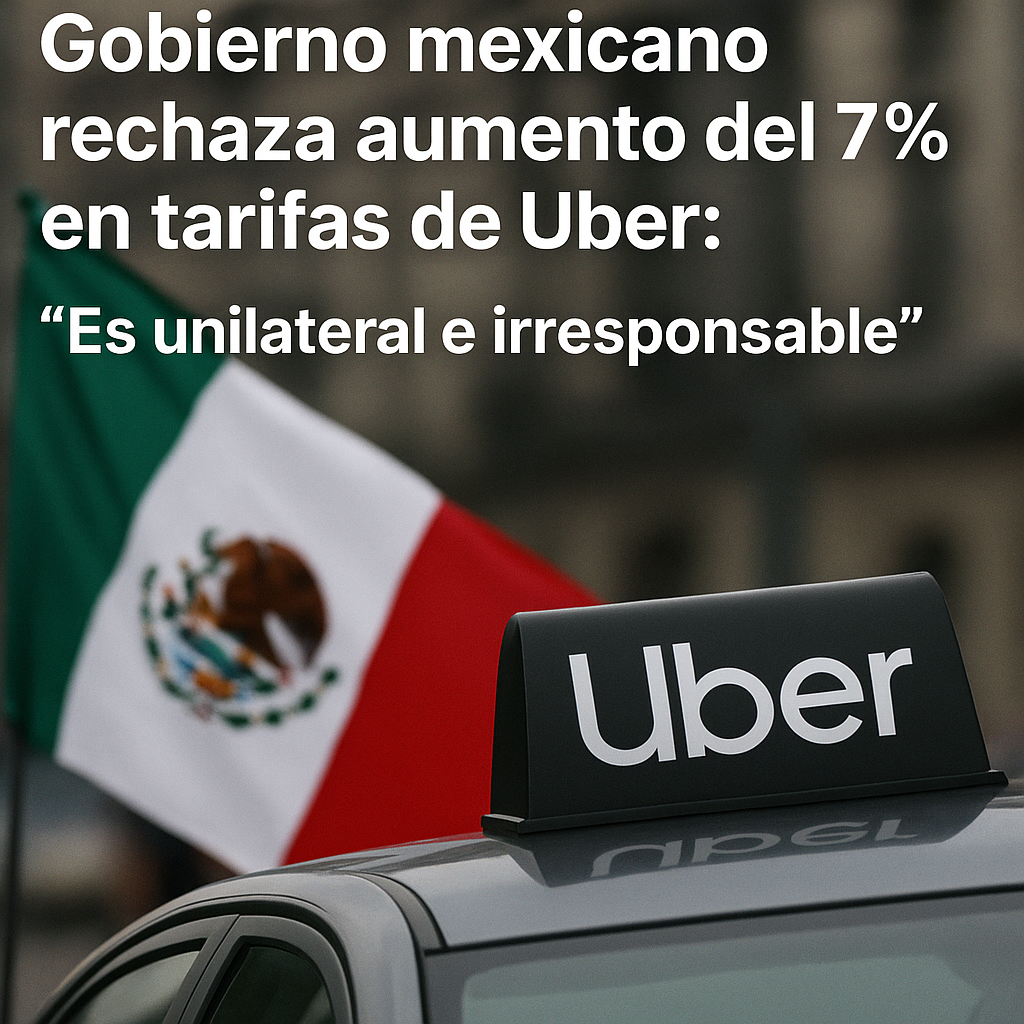 Gobierno mexicano rechaza aumento del 7% en tarifas de Uber: “Es unilateral e irresponsable” Gobierno mexicano rechaza aumento del 7% en tarifas de Uber: “Es unilateral e irresponsable”