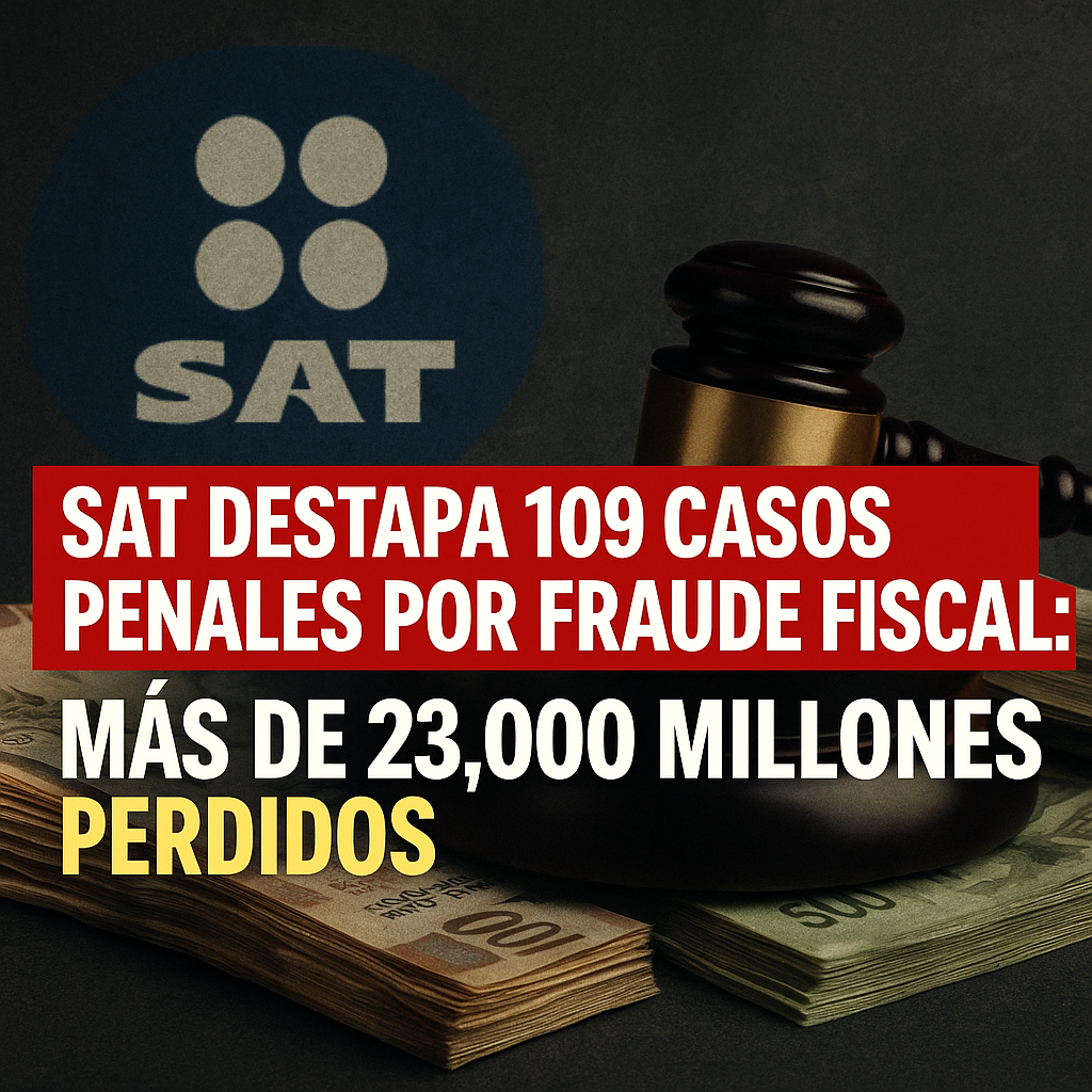 SAT destapa 109 casos penales por fraude fiscal: más de 23,000 millones perdidos SAT destapa 109 casos penales por fraude fiscal: más de 23,000 millones perdidos