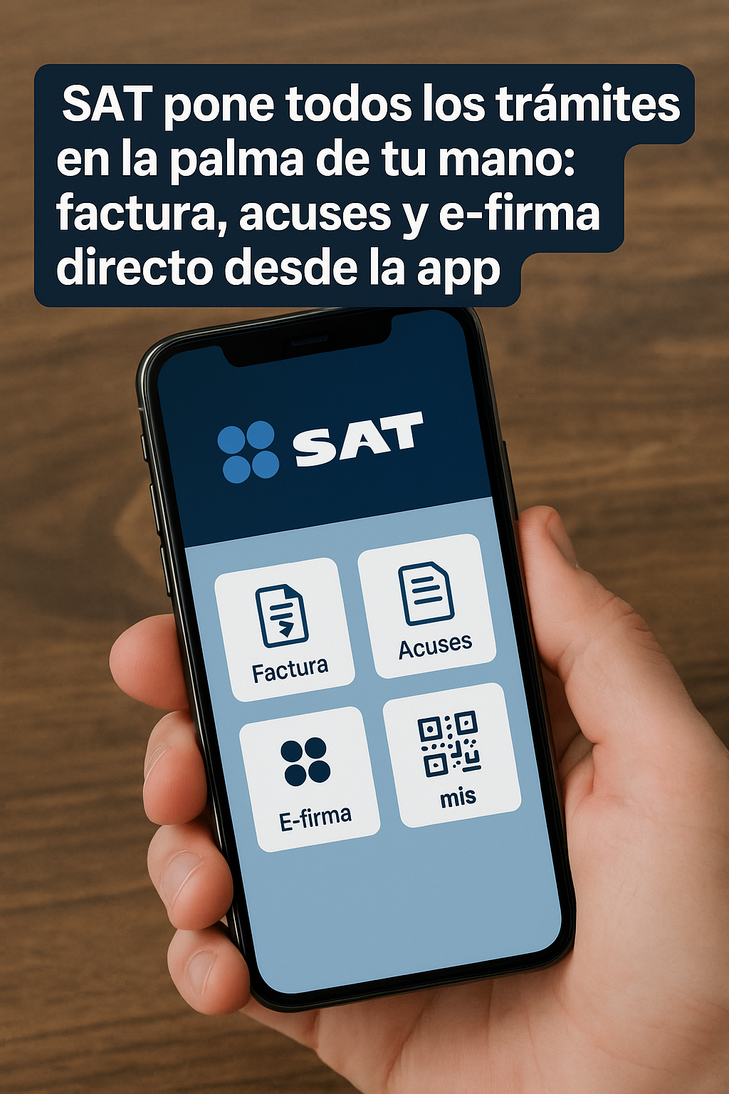 SAT pone todos los trámites en la palma de tu mano: factura, acuses y e-firma directo desde la app SAT pone todos los trámites en la palma de tu mano: factura, acuses y e-firma directo desde la app