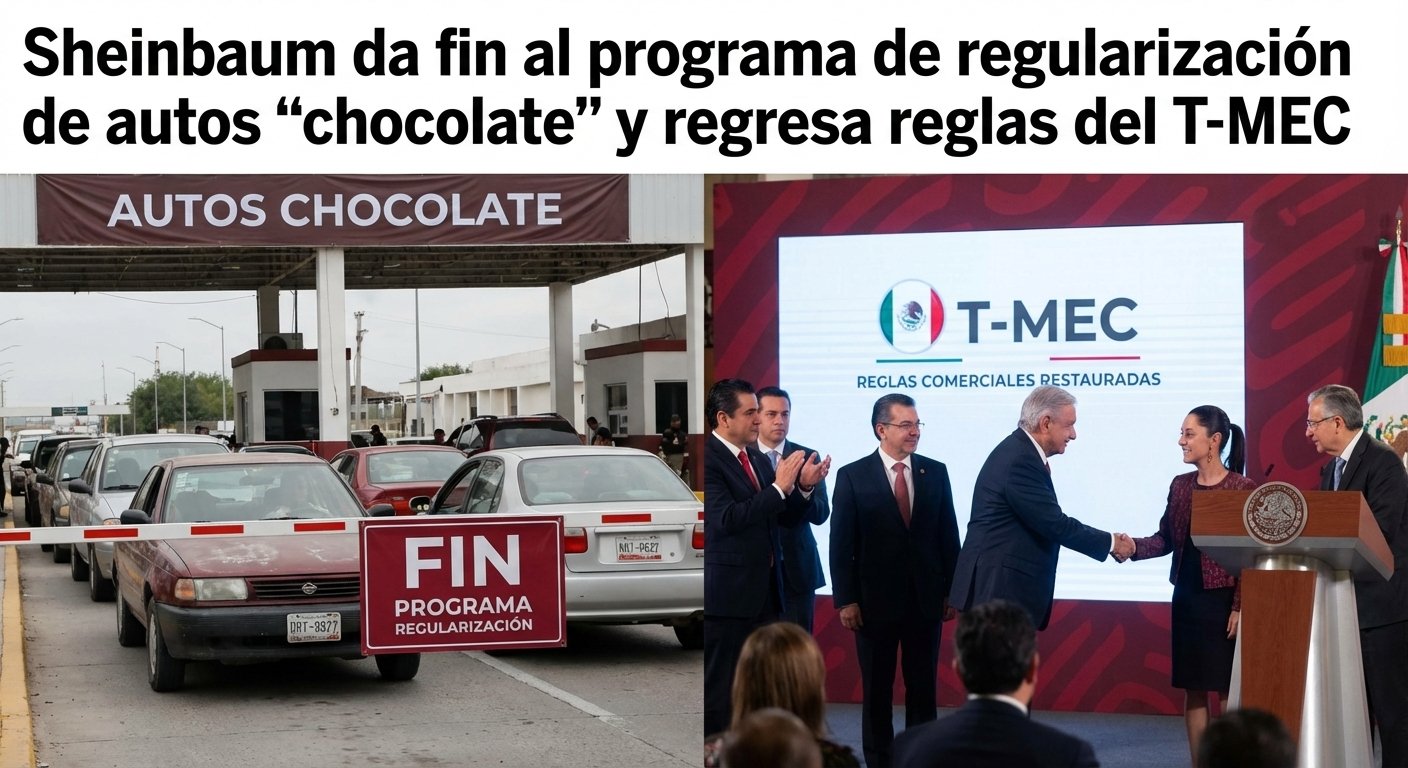 Sheinbaum da fin al programa de regularización de autos “chocolate” y regresa reglas del T-MEC