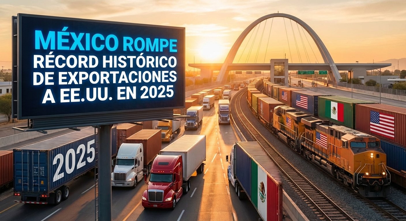 México rompe récord histórico de exportaciones a EE.UU. en 2025