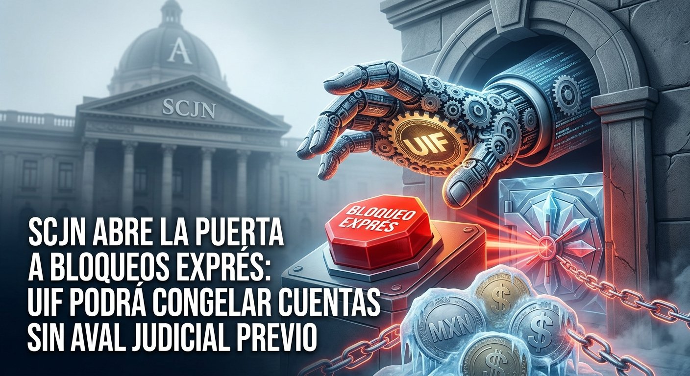 SCJN abre la puerta a bloqueos exprés: UIF podrá congelar cuentas sin aval judicial previo SCJN abre la puerta a bloqueos exprés: UIF podrá congelar cuentas sin aval judicial previo