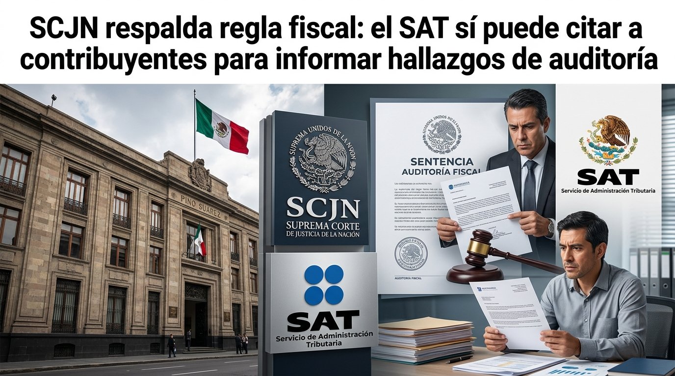 SCJN respalda regla fiscal: el SAT sí puede citar a contribuyentes para informar hallazgos de auditoría SCJN respalda regla fiscal: el SAT sí puede citar a contribuyentes para informar hallazgos de auditoría