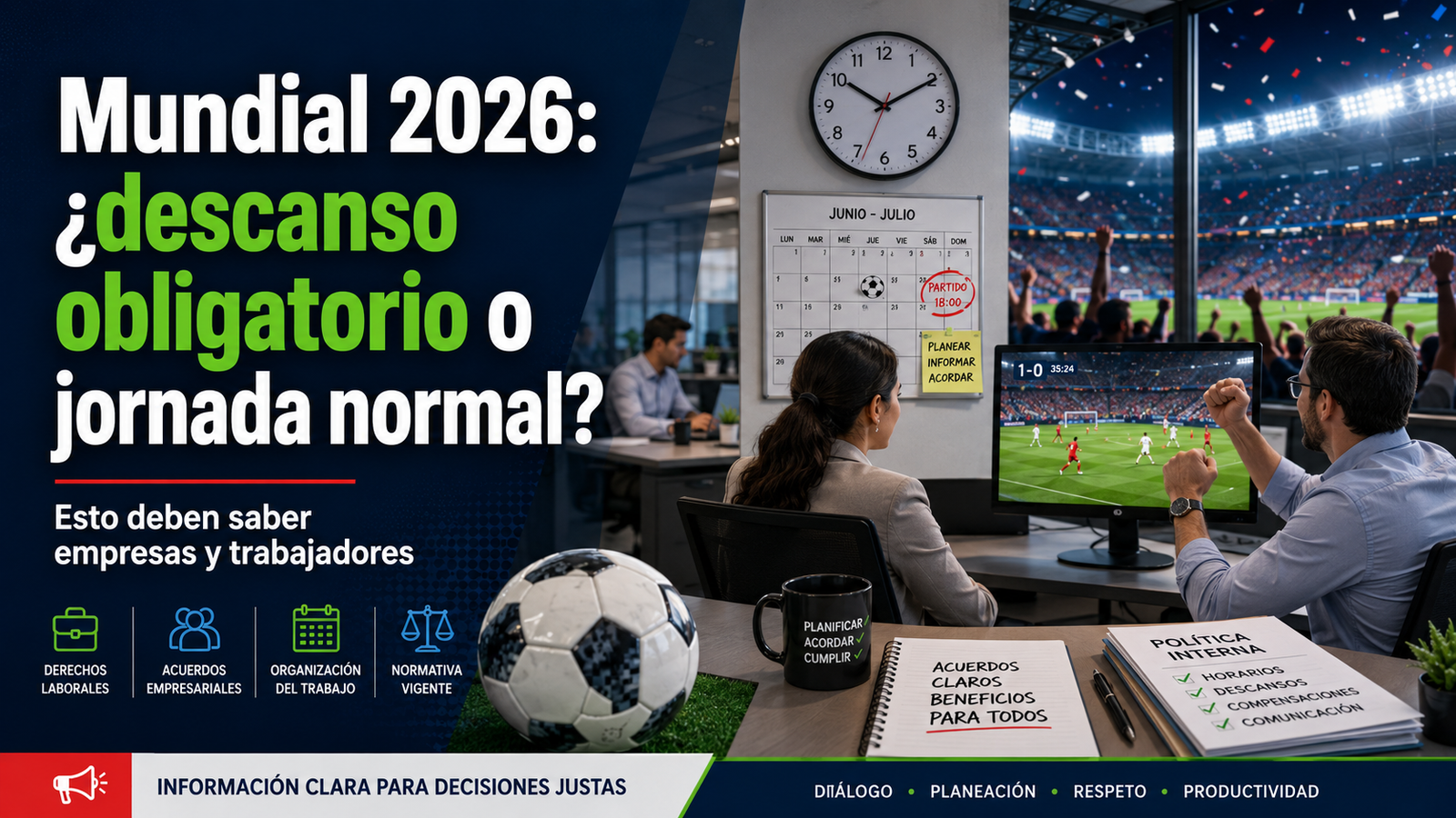 Mundial 2026: ¿descanso obligatorio o jornada normal? Esto deben saber empresas y trabajadores
