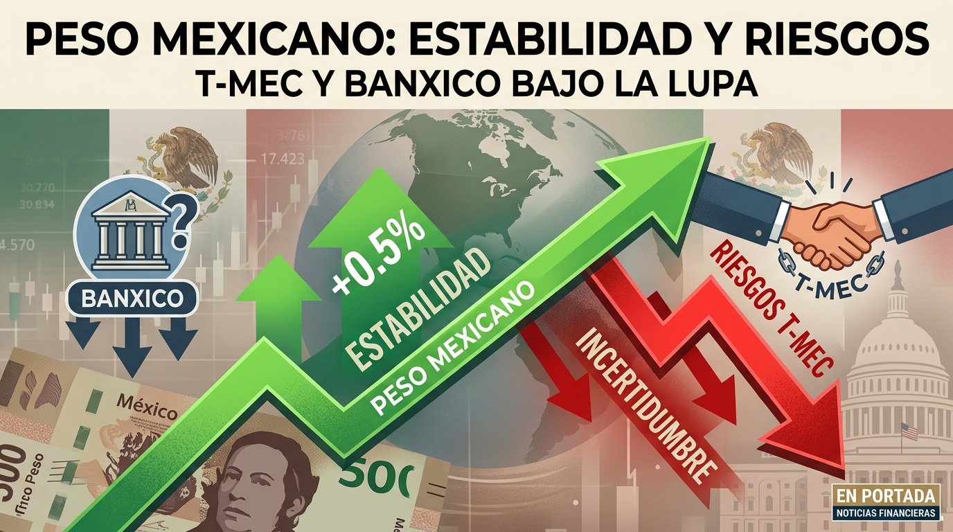 Peso mexicano mantendría estabilidad, pero enfrenta riesgos por el T-MEC y Banxico Peso mexicano mantendría estabilidad, pero enfrenta riesgos por el T-MEC y Banxico