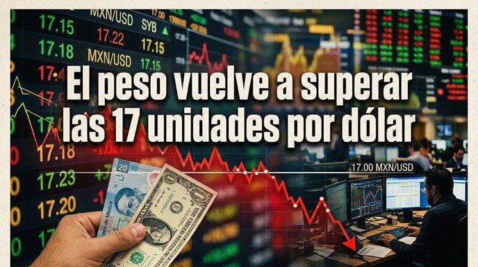 El peso vuelve a superar las 17 unidades por dólar